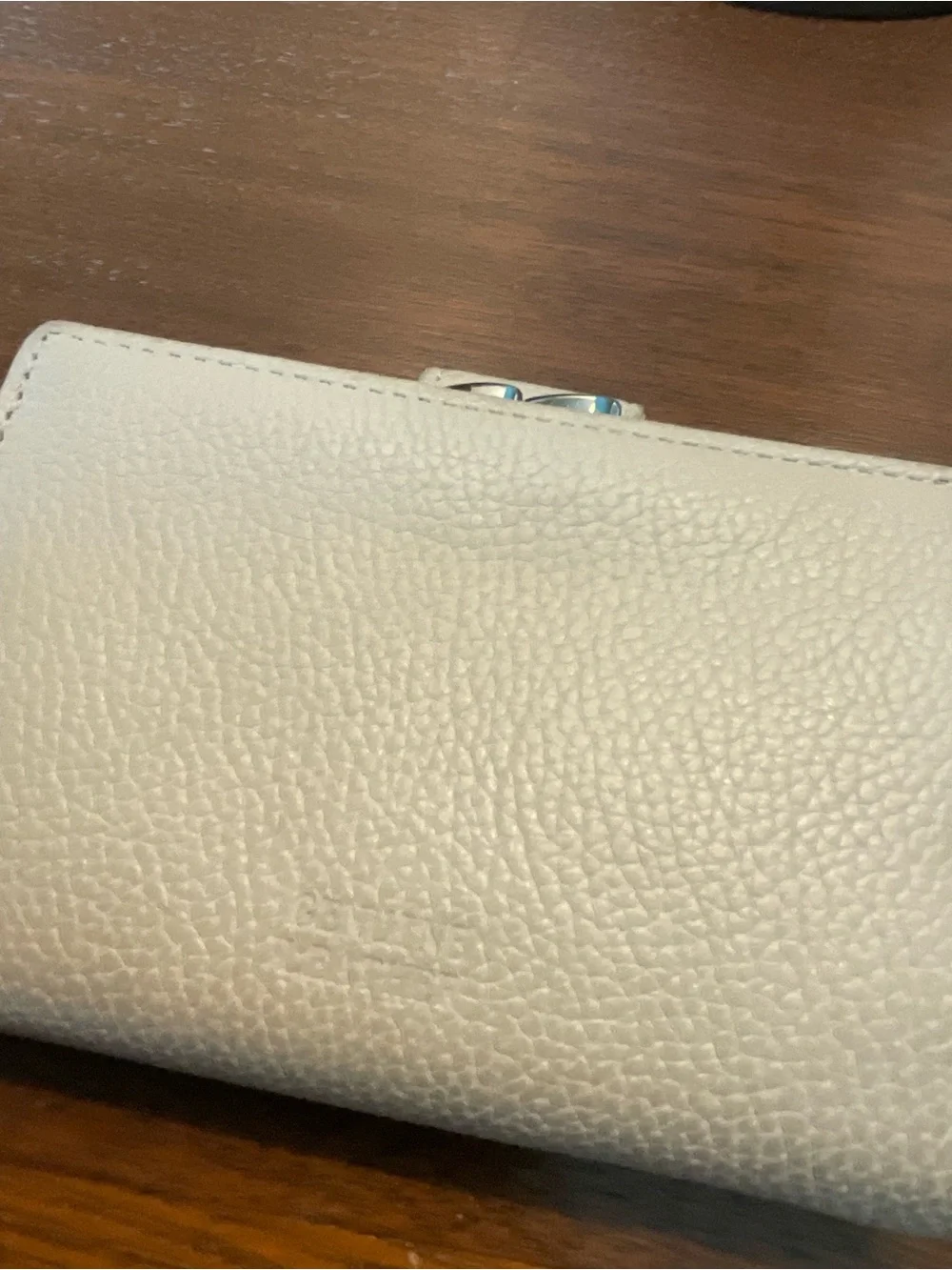 Pebbled Leather Women's Wallet in Cream